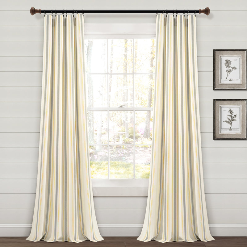 Cotton Blend Semi Sheer Curtain Pair, 42" W x 84" L, Yellow