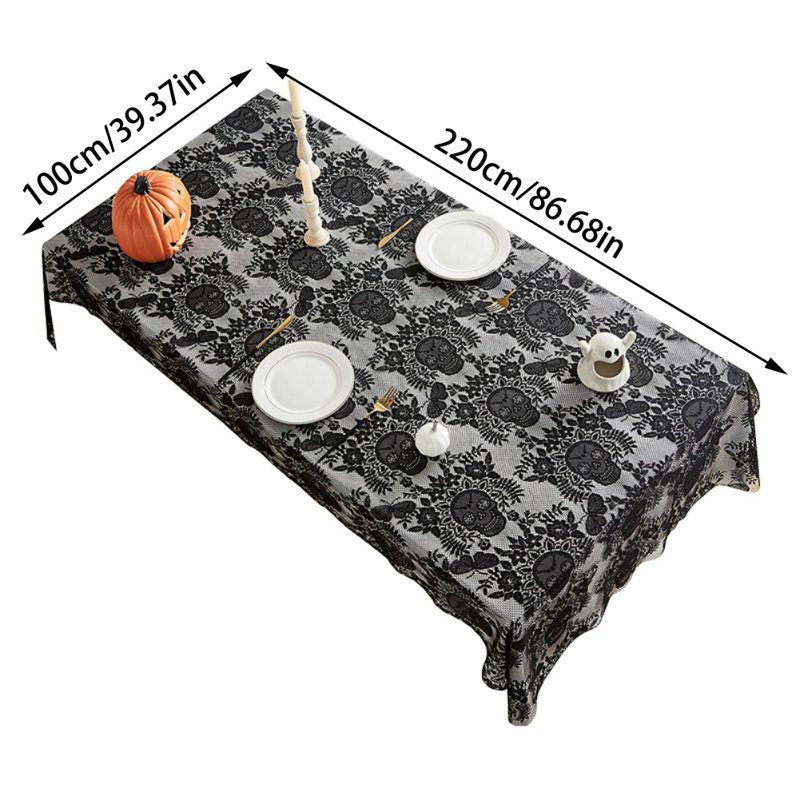 Nappe d'Halloween en dentelle noire fantôme