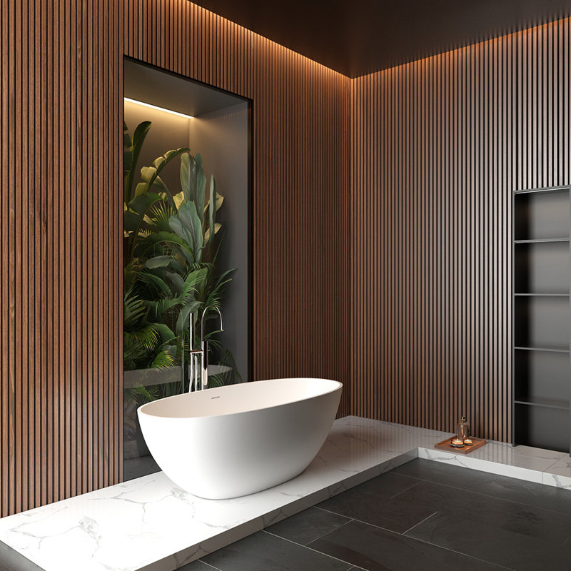 65" Freestanding Solid Surface Bathtub