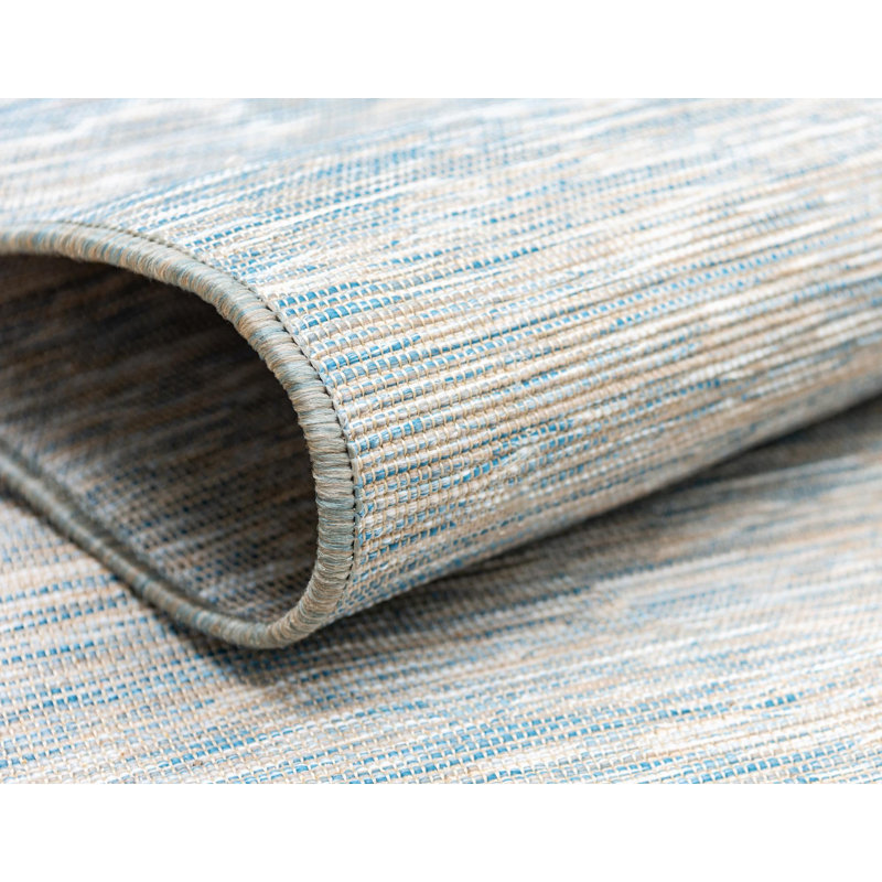 Tapis bleu intérieur / extérieur Fagundes, Rectangle 9 pi 4 po x 12 pi