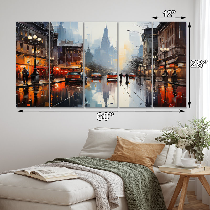 Danemark, paysage urbain, symphonie I sur toile, 5 pièces