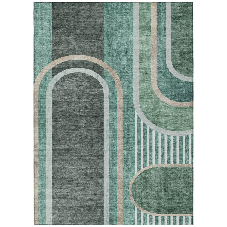 Washable Geometric Indoor / Outdoor Rug