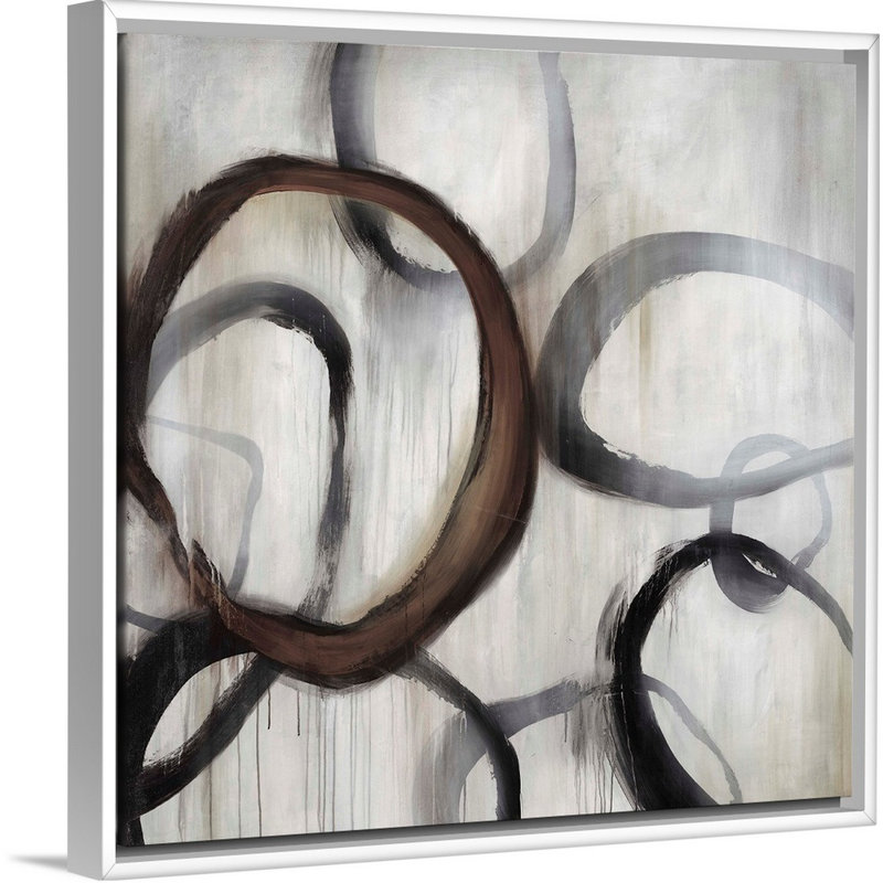 Cirque II par Rikki Drotar - reproduction d'art sur toile, Cadre flottant blanc, H 26 po x l 26 po x P 1,75 po