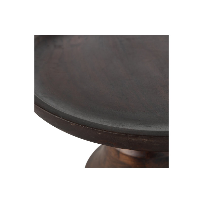 Solid Wood Tray Top Pedestal End Table
