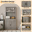 Garde-manger autoportant 71 po avec portes en verre, support pour micro-ondes et tiroir de rangement - grande rehausse de rangement pour la cuisine ou la salle à manger 71 po-129024707