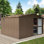 Remise 11 pi x 9 pi avec acier galvanisé, fenêtres, porte verrouillable, rangement utilitaire extérieur en métal, 630 pi³, jardin brun 9 pi, structure en acier