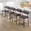 Tabourets de bar de hauteur standard, chaises de bar rembourrÃ©es avec accoudoirs et dossier en bois, tabourets de bar pour Ã®lot de cuisine avec repose-pieds