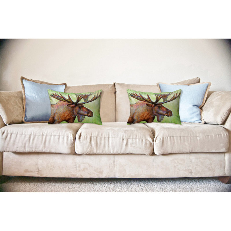 Moose Art Reversible Indoor/Outdoor Throw Pillow Set
