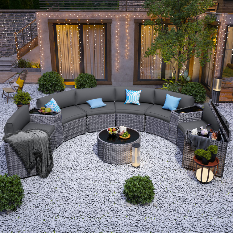 Half Round Half Moon Outdoor Couch Curved Sectional Outdoor Sofa