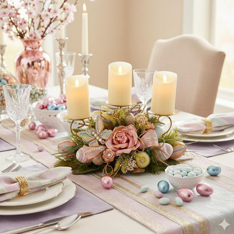 Easter Capiz Floral Candelabra