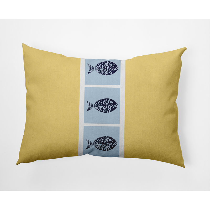 Fish Chips Indoor/Outdoor Lumbar Pillow, Yellow