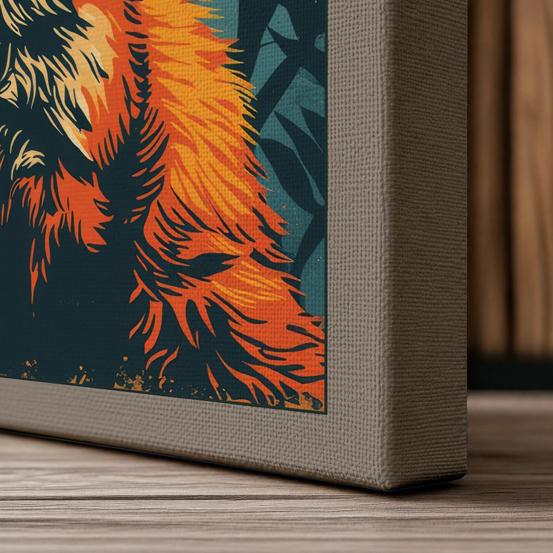 Fox Beneath the Moon Boho - Wrapped Canvas, 18x12 - 45.7 x 30.5 cm, Taupe Border