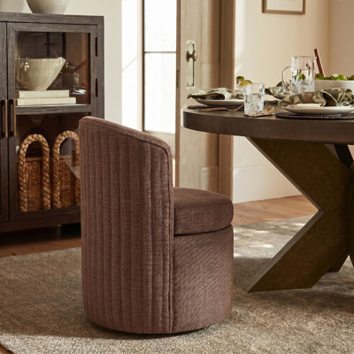 Chrysten 24''W Modern Channel-Tufted Backrest Dining Chair with Wheels