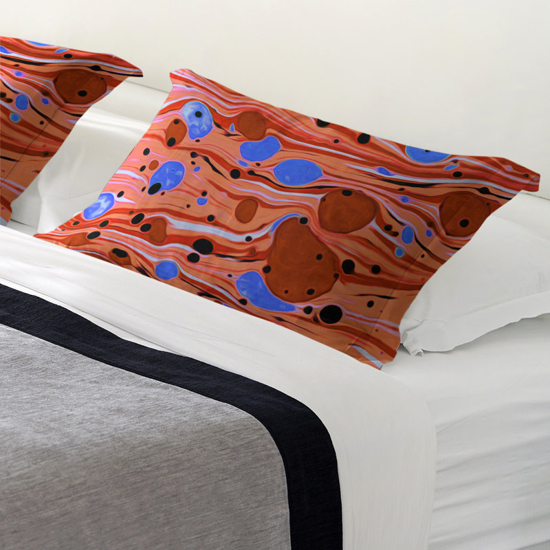 Taie décorative Katelyn Elizabeth, Microfibre, Très grand lit, Orange/bleu