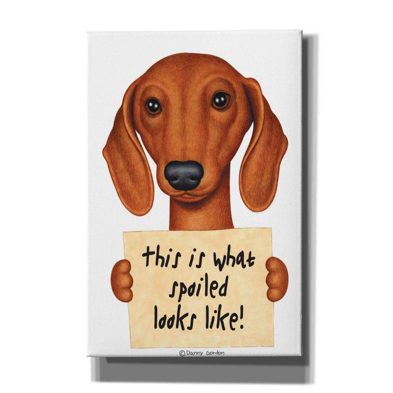 Trinx® «Brown Dachshund with Spoilé Sign» par Danny Gordon Art, H 60 po x l 40 po x P 1,5 po