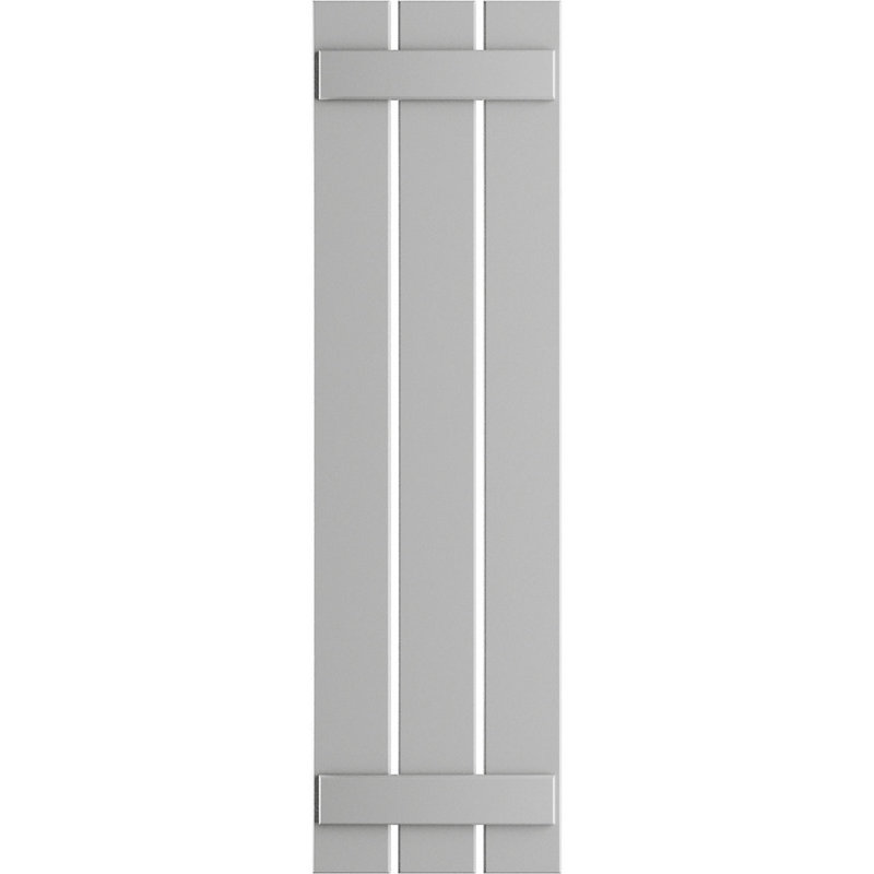 Volets en PVC True Fit à trois planches espacées, Gris tempête de grêle, H 64 po x l 17,125 po x P 0,625 po