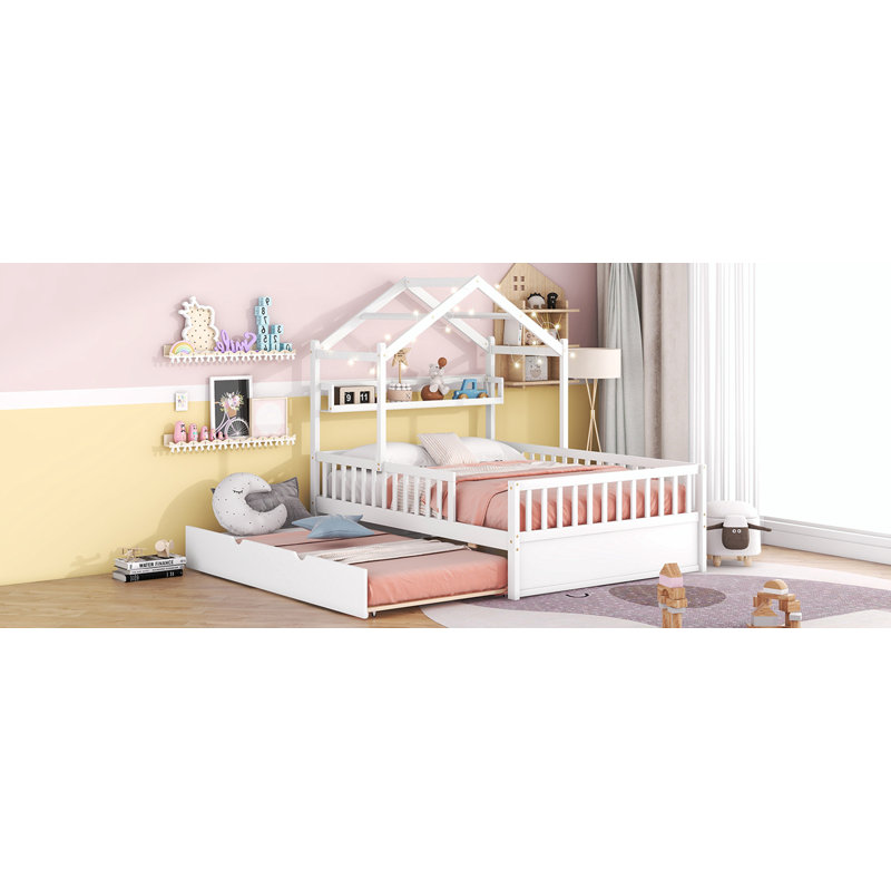Lit gigogne en bois, Blanc, Double