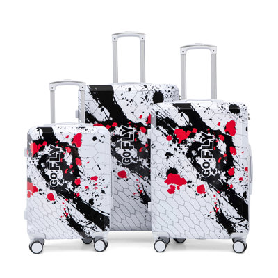 20"/24"/28" 3 Pcs/Set In Pc Spinner Wheel Luggage, Carry On Suitcase, With Printed Pattern And Combination Lock
