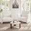 Fauteuil d'appoint moderne, fauteuil rembourré en tissu bouclé pour salon, fauteuil lounge style années 50, canapé une place confortable pour chambre ou bureau, beige
