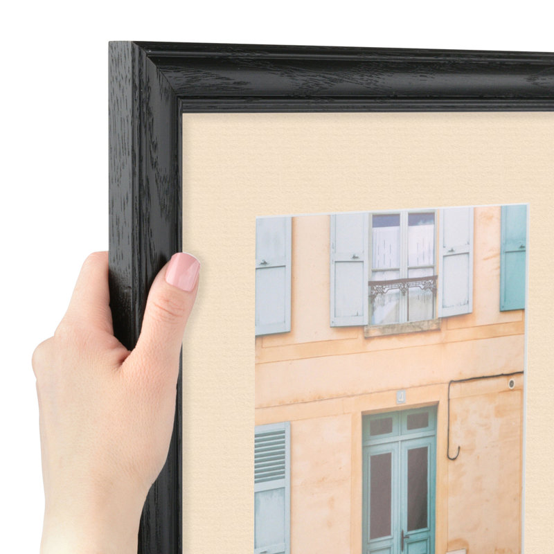 Cadre 12 po x 24 po simple noir mat, Crème française