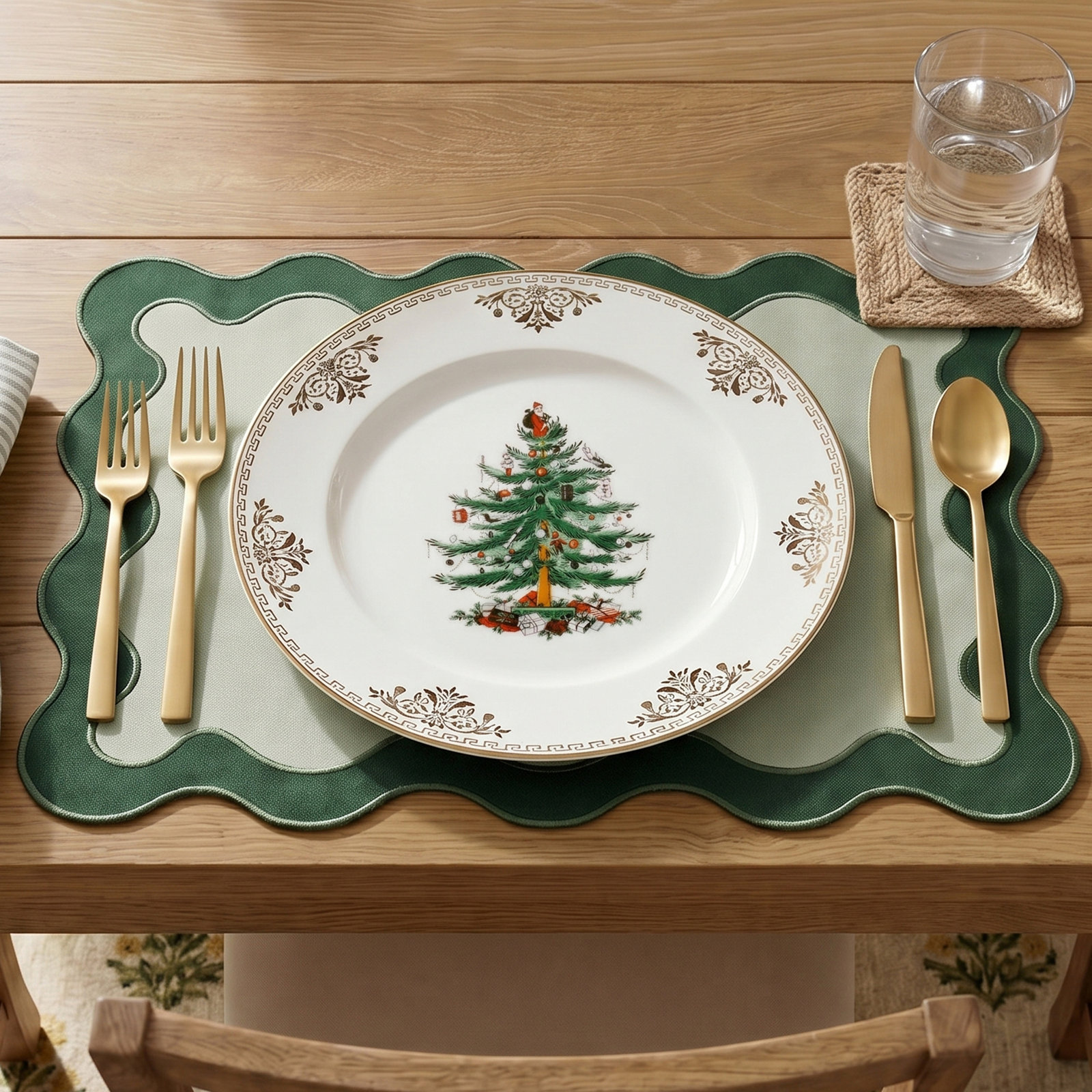 Christmas Tree Gold 10" Dinner Plate