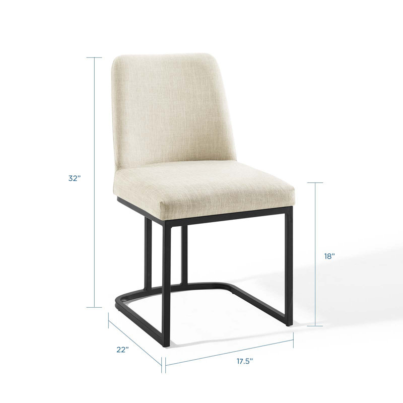 Chaise d'appoint de salle à manger en velours Amplifier Base Performance, Polyester beige, Noir