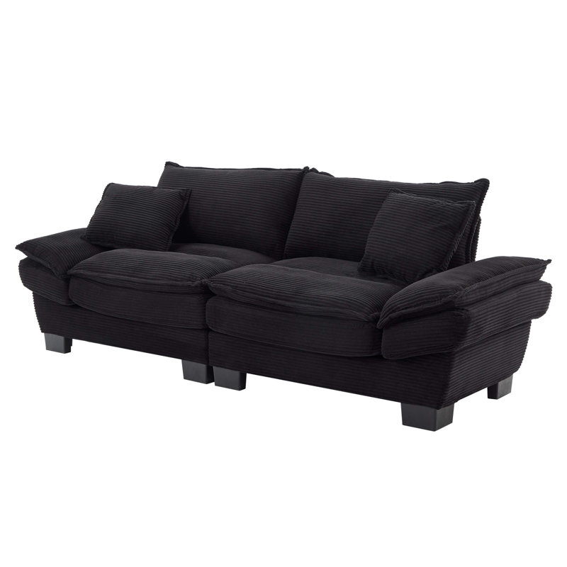 Causeuse-lit en velours Corduroy, Noir