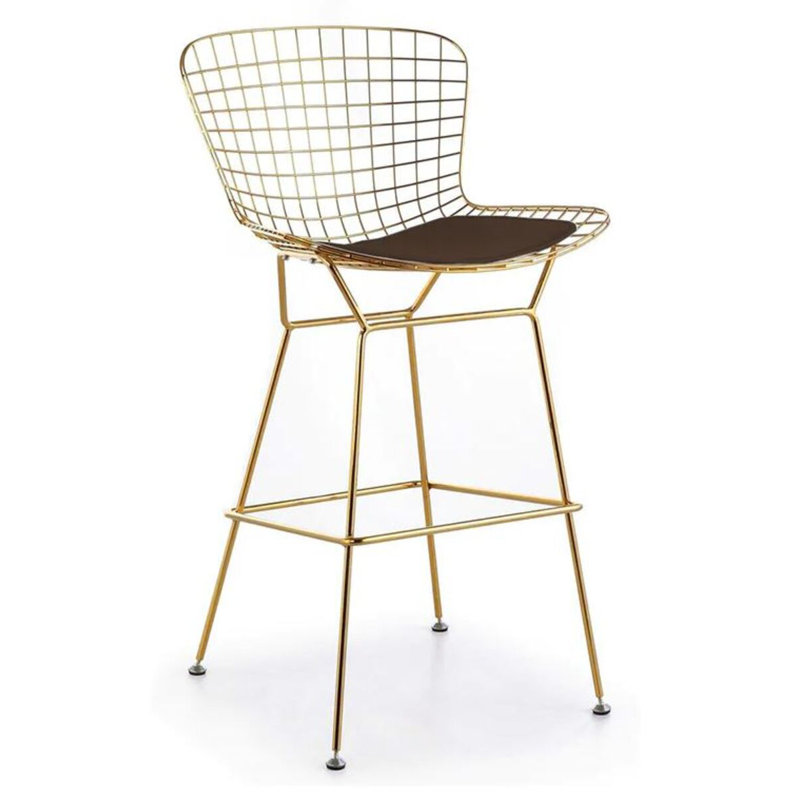Tokio Metal Stool, Black Seat/Gold Frame
