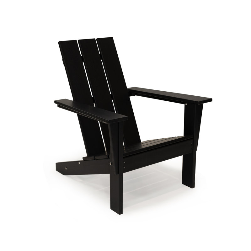 Arcadia Black HDPE 3-Piece Outdoor Adirondack Chair and Table Set