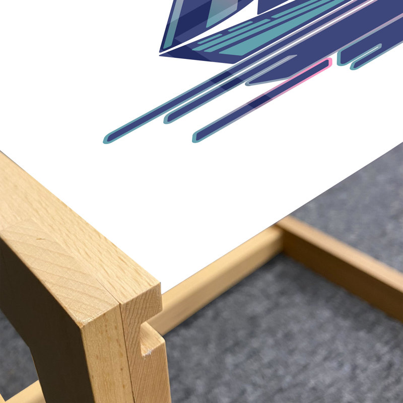 Sailing Boat Coffee Table, Continuous Sailing Boat 80''S Style On Plain Backdrop Pattern, Acrylic Glass Center Table With Wooden Frame For Offices Dorms Sky Blue White And Mauve