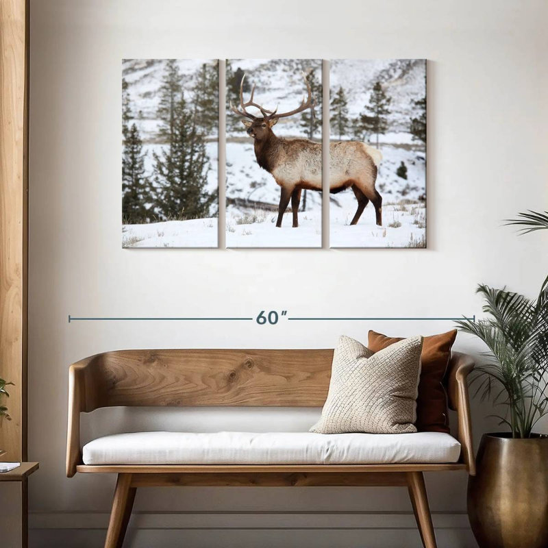 Winter Bull Elk, 28" H x 45" W
