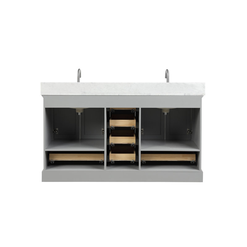 Meuble-lavabo double 61 avec comptoir 61, Gris