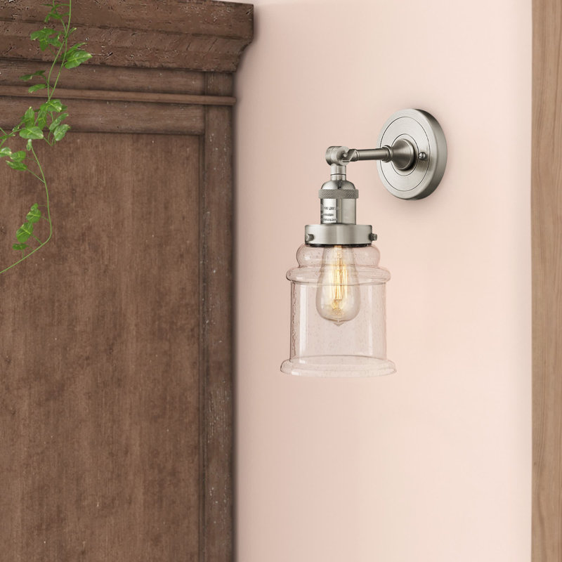 Galaviz Armed Sconce, Brushed Satin Nickel, Clear