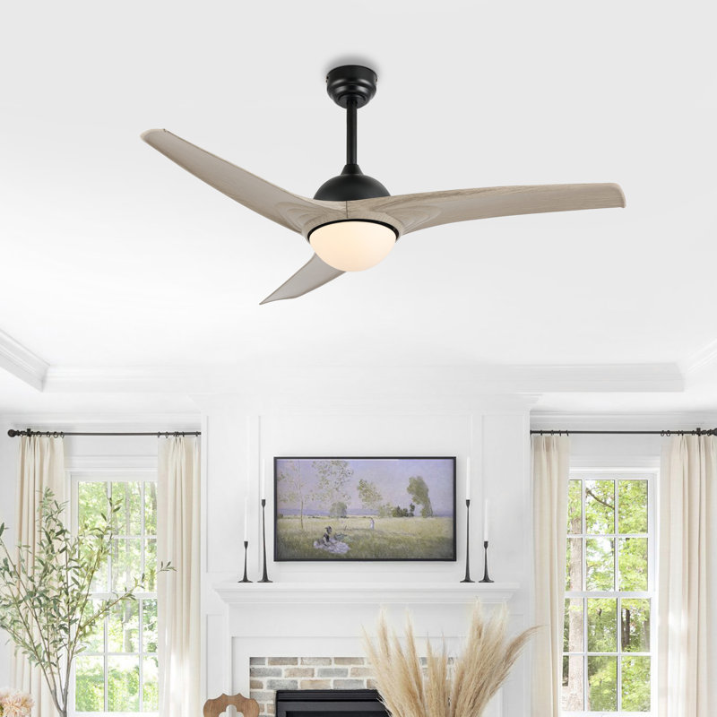 Ventilateur de plafond à 52 pales 52 po avec télécommande et ensemble d'éclairage inclus Clorice, Gris / Beige