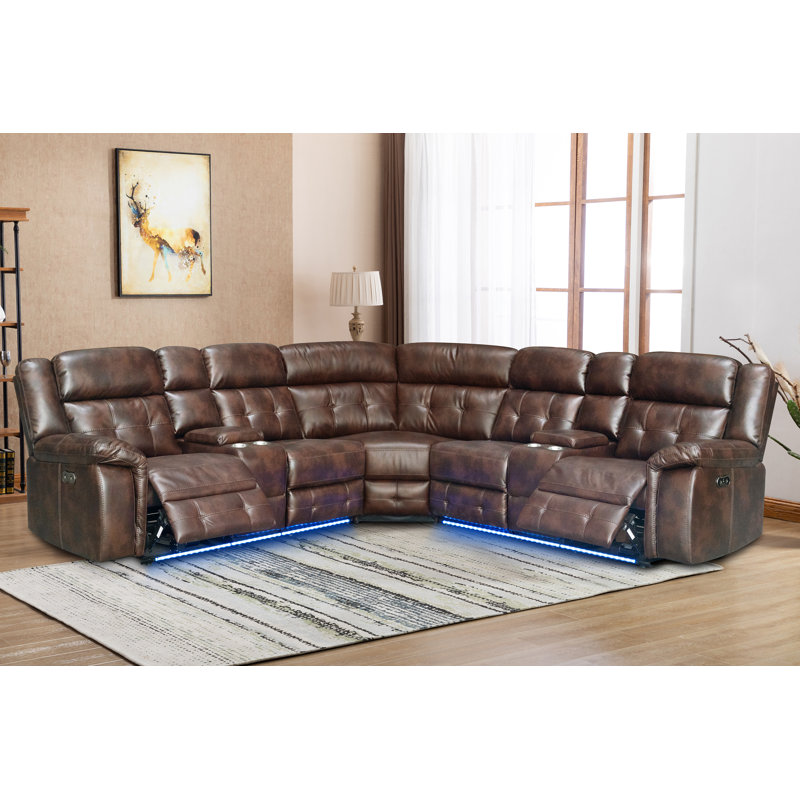 Tanvika 3 - Piece Vegan Leather Sectional, Light Brown Faux Leather