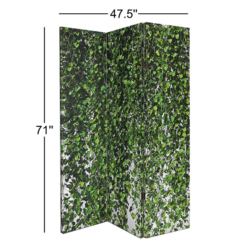 Green Floral Double-Sided Canvas Folding Screen