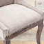 Chaise de salle à manger d'appoint en tissu beige 21,6 po, pieds en bois massif, garniture cloutée bronze, ensemble de 2-1856697277