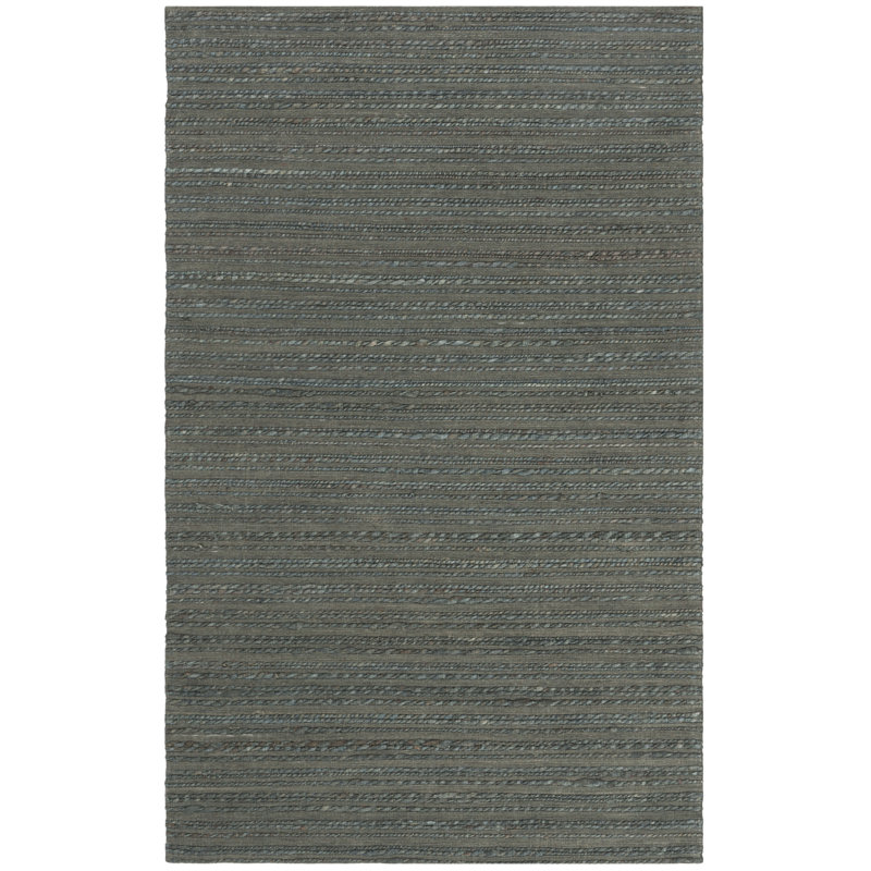Doleman Hand Woven Hemp/Cotton Solid Color Rug in Dark Green, Rectangle 4' x 6'