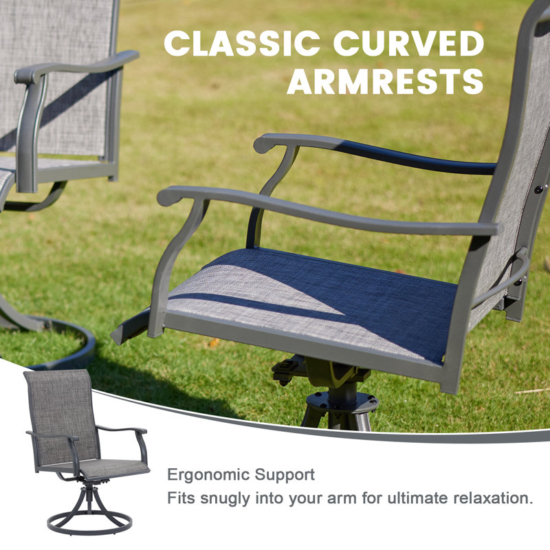 Gray 4-Person Outdoor Patio Dining Set with Swivel Chairs