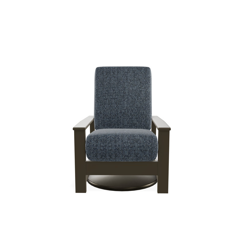 Chaise berçante pivotante cachée en polymère Leeward, Beachwood, Restaurez l'indigo