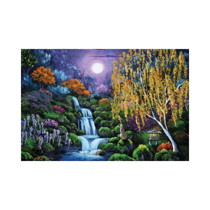 Siamese Cat By A Cascading Waterfall by Laura Iverson - Wrapped Canvas Print, 30.48 cm H x 45.72 cm W