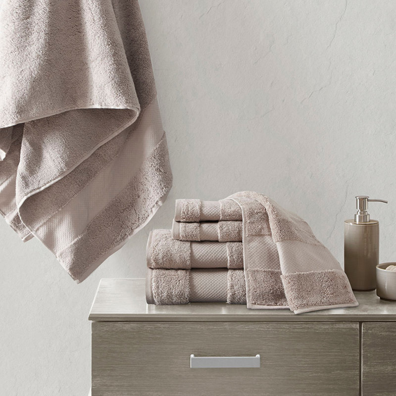 Cotton 6 Piece Bath Towel Set, Taupe