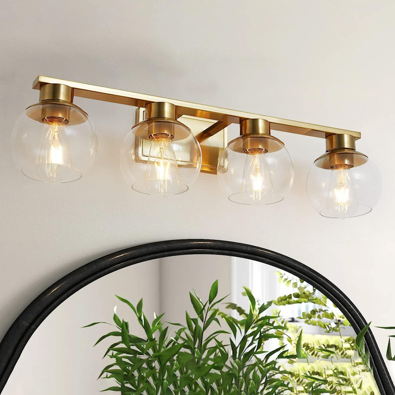 Geneva Dimmable Bathroom Vanity Light Fixtures, Gold, 4