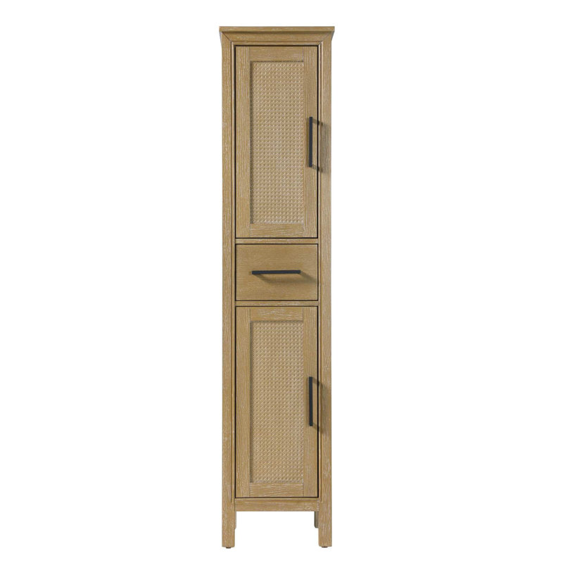 16 Inch Bath Storage Cabinet in Linen Oak, Linen Oak, 72" H x 16" W x 72" D