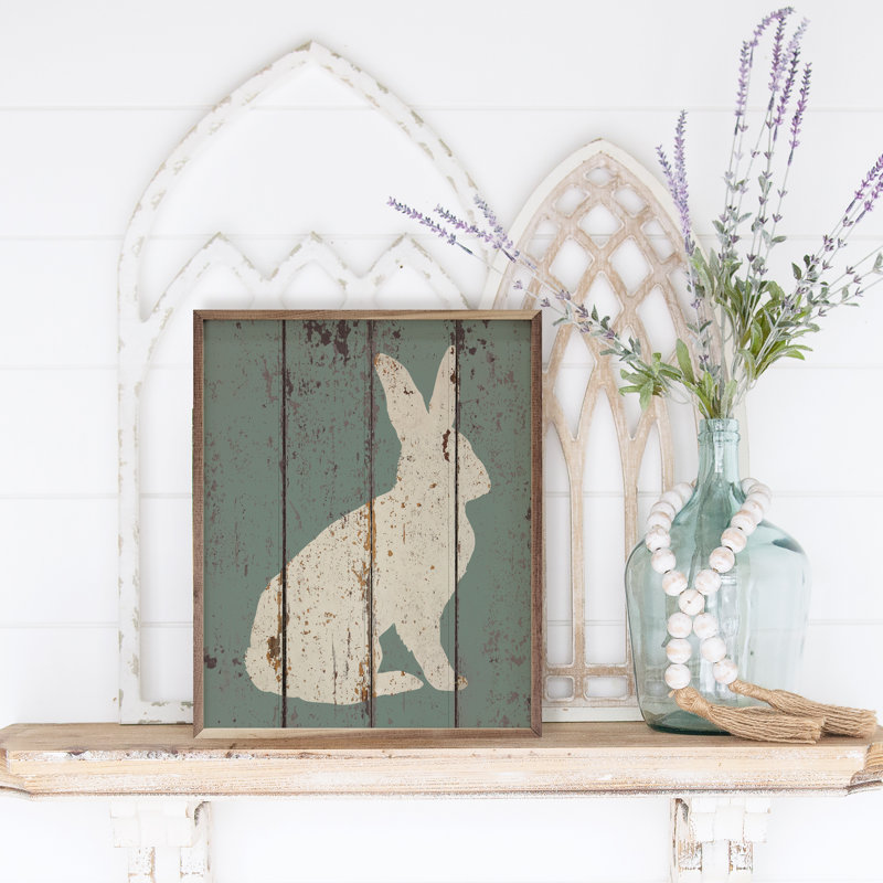 Lapin assis bleu, H 20 po x l 16 po x P 1 po, Vert