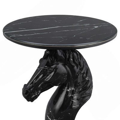 Mesadaven Horse Head Resin Accent Table with Faux Marble Top