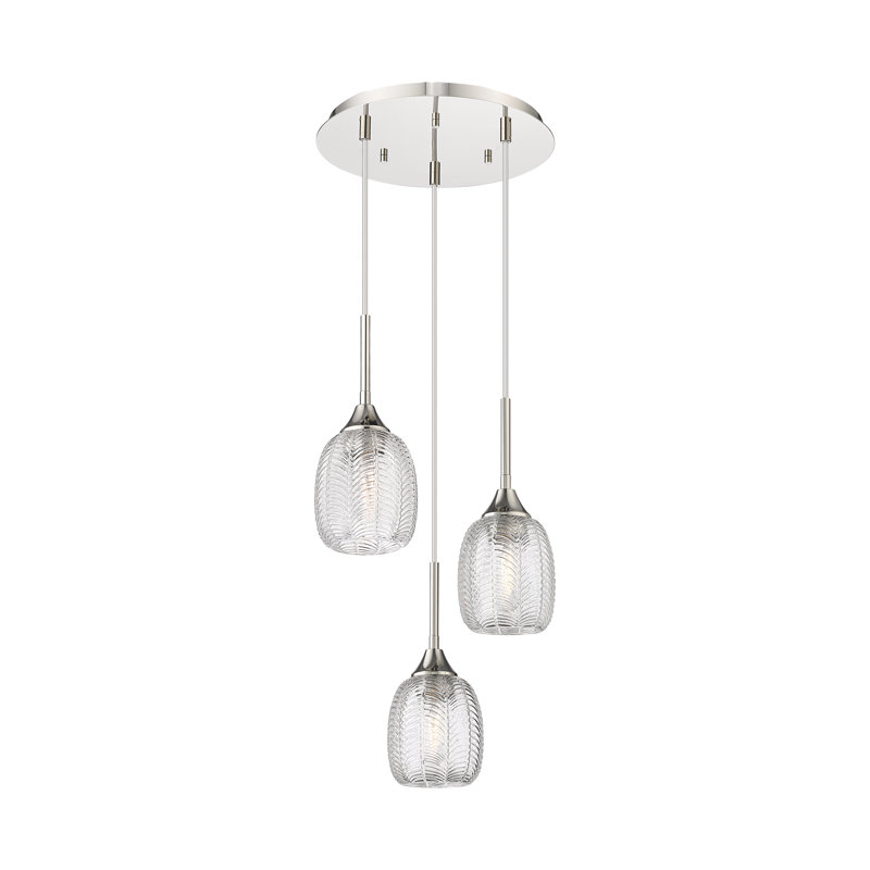 Luminaire suspendu suspendu à 3 lumières de 20 po Geramy - Finition nickel satiné, Nickel poli