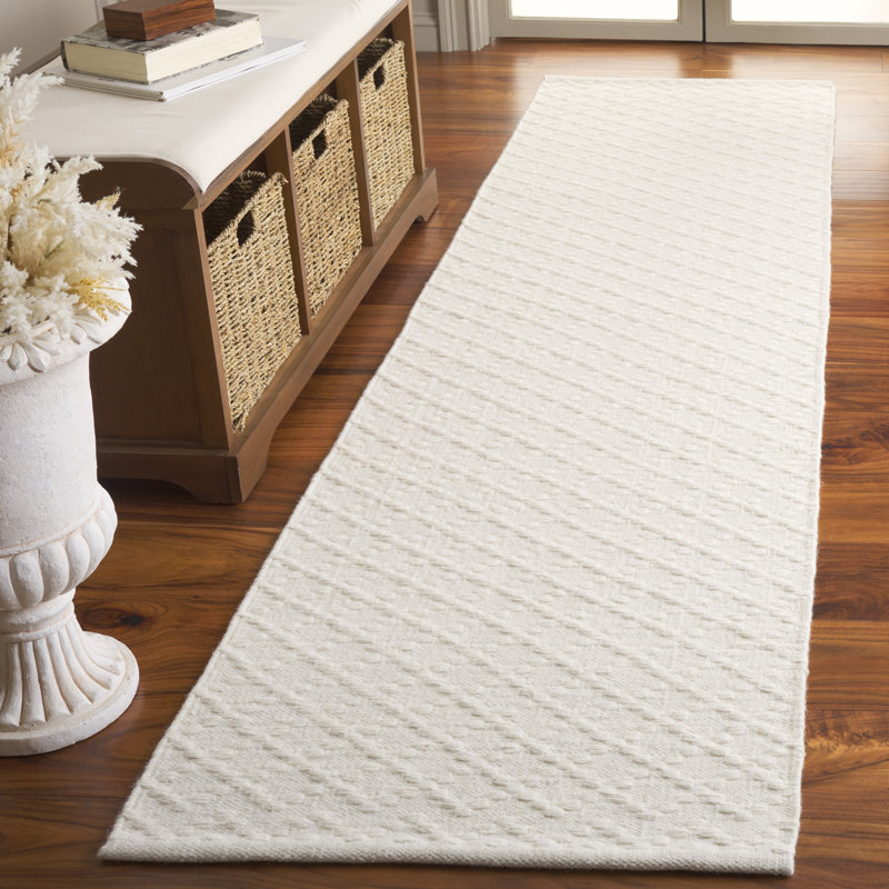 Tapis géométrique en laine / coton tissé à la main Shirebrook, Tapis de couloir 2 pi 3 po x 9 pi
