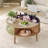 Round Lift Top Coffee Table, 31.5" Modern Coffee Table With 180° Curved Sliding Door, Hidden Storage And Open Shelves-1974029897