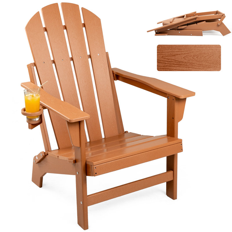 Foldable Outdoor Adirondack Chair, Brown, 1